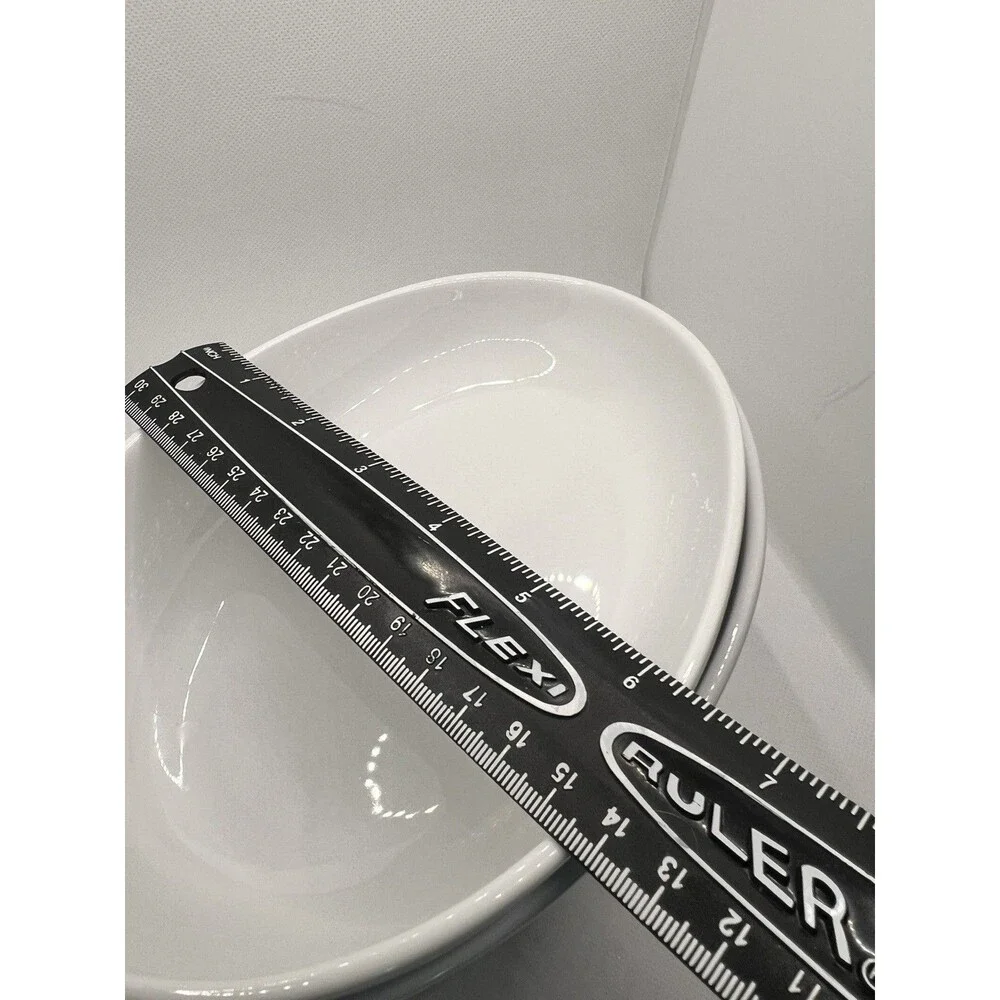 4 CB2 Crate & Barrel White Porcelain egg Shaped oblong oval abstract modern bowl